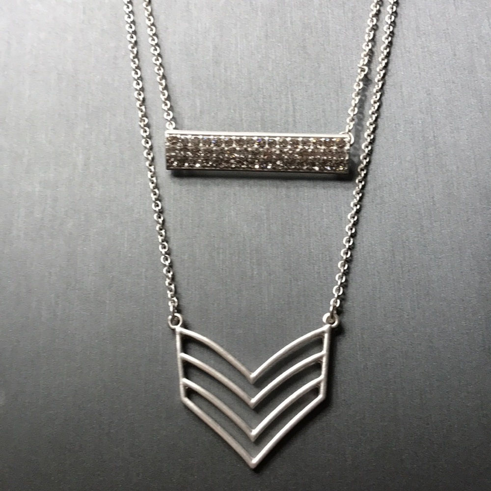 Jeweled Bar/Chevron Necklace Duo